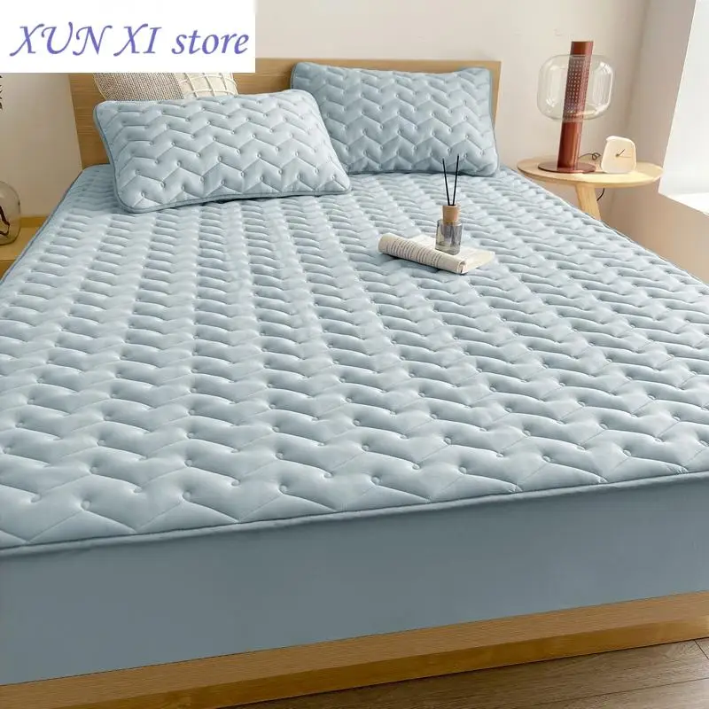 New 3pcs Waterproof Bedding Set 1pc Mattress 2pcs Pillowcase Soft Comfortable Fitted Sheet Washable Durable Mattress Protector