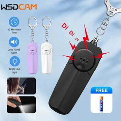 Wsdcam 130dB Self Defense Alarm LED Flashlight Safety Alarm with Keychain Protective Supplies Women Outdoor Emergency Tool