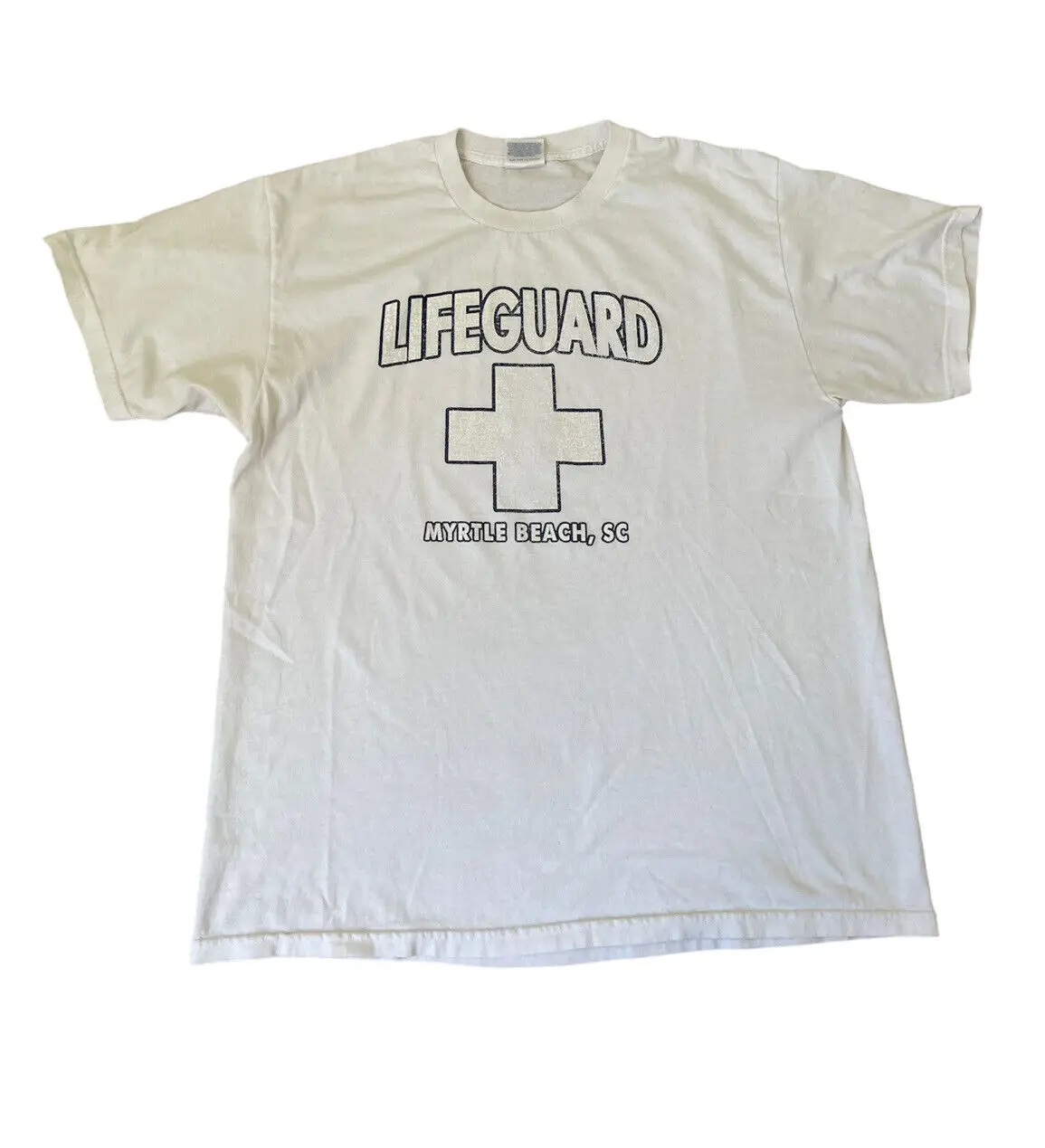 Vintage Myrtle Beach Lifeguard Graphic T Shirt White Graphic Tee Size Large