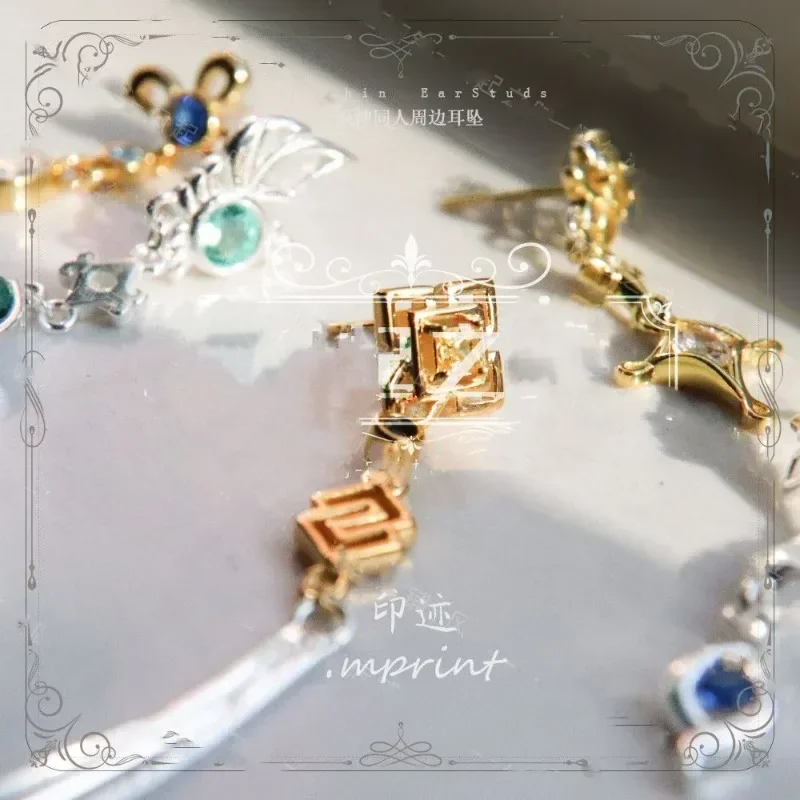Genshin Impact Earrings Woman Cosplay Stud Earring for Women Zhongli Xiao Fashion Jewelry Gift Trend Metal Anime Accesorios Girl