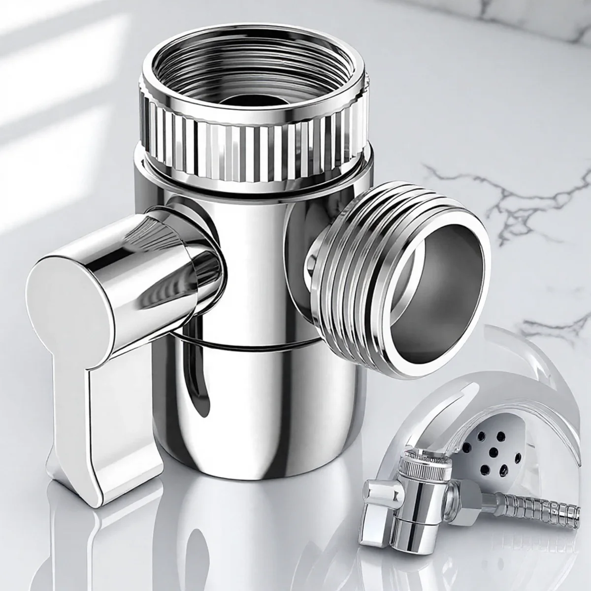 

3 Way Faucet Diverter Valve Handheld Shower Sink Faucet Splitter for Kitchen Bathroom Plumbing Accessories