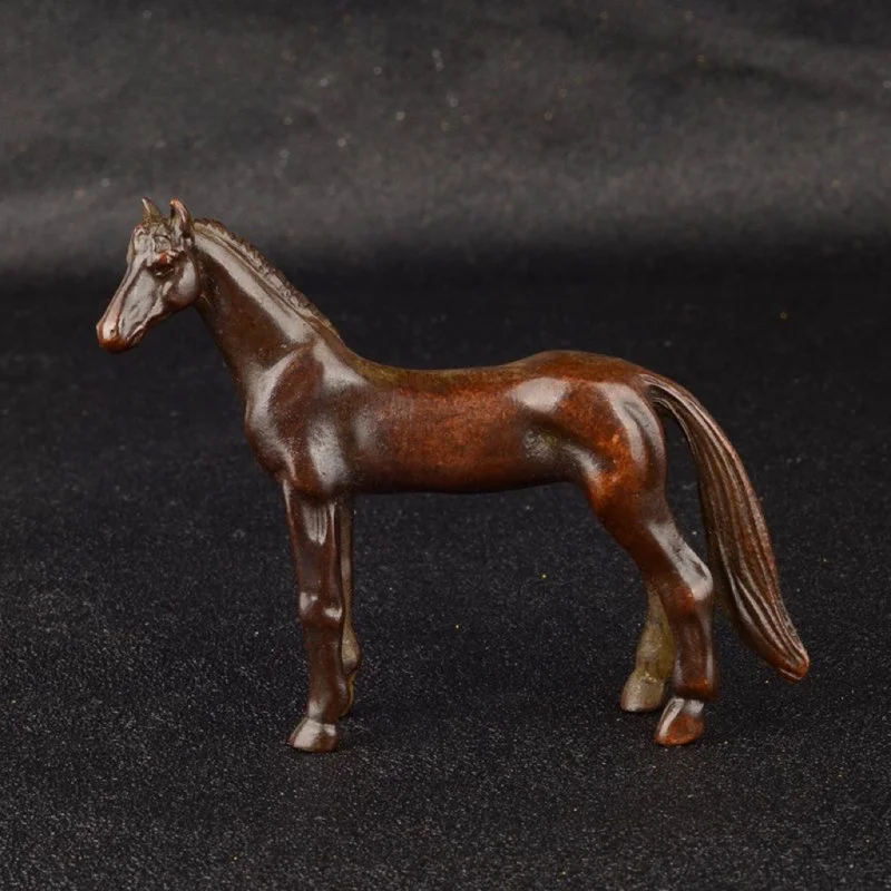 

Antique Crafts Imitation Red Copper Coated Steed Solid Chinese Zodiac Horse Home Win Instant Success Table Decorative Ornaments