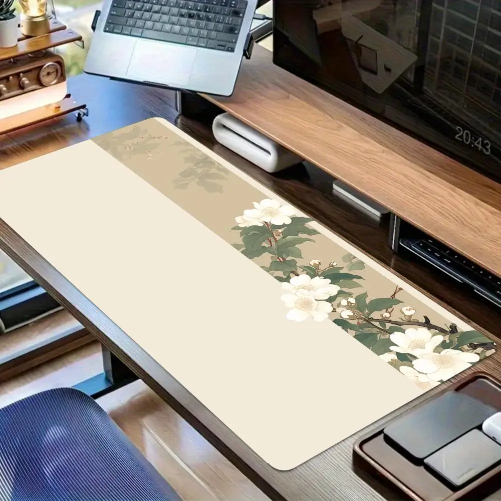 

Коврик для мыши Grace Flowers, большой коврик для компьютерной офисной игры, настольный коврик XXL, резиновые противоскользящие коврики для клавиатуры с прошитыми краями, моющиеся настольные коврики