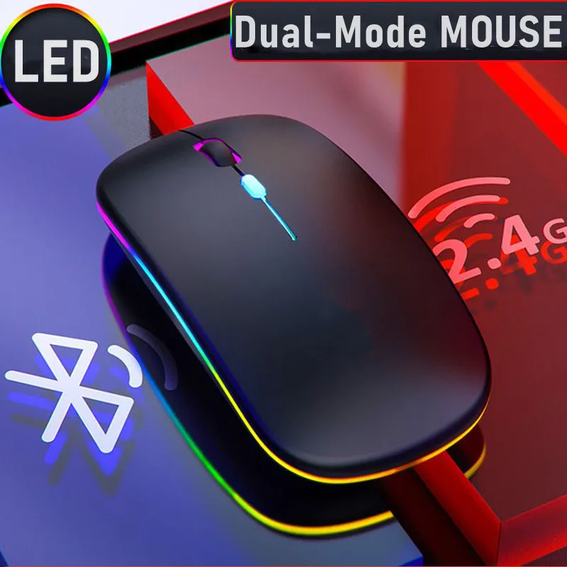 Wireless Mouse Rechargeable Dual Modes Bluetooth-combatible 2.4G USB Computer Mice For Laptop iPad Tablet Notebook Gaming Mouse
