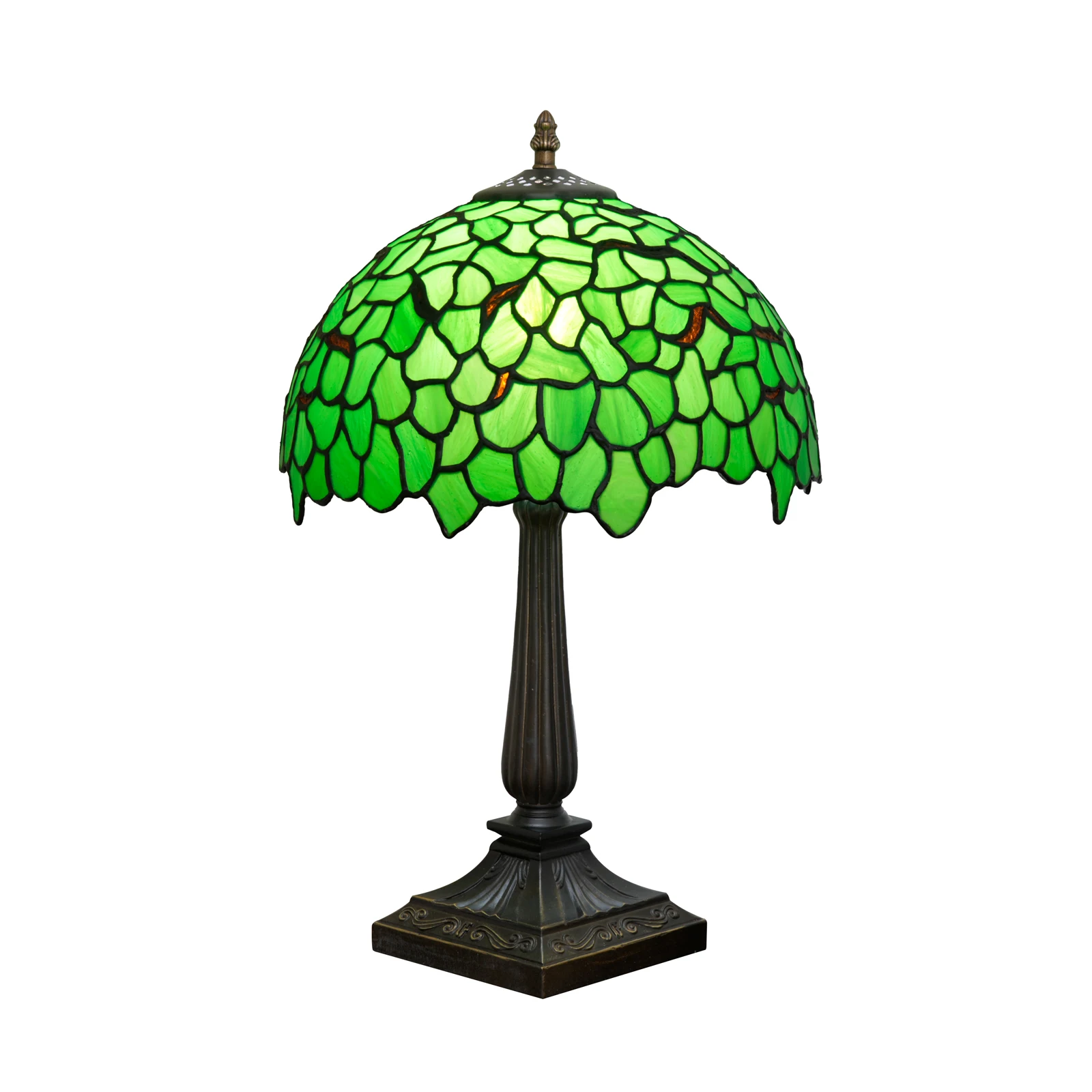 Lampa stołowa w stylu Tiffany, vintage, z witrażami, lampa biurkowa, zielona wisteria, lampka nocna do czytania, dekoracja do sypialni, salonu, domu, biura. — 2