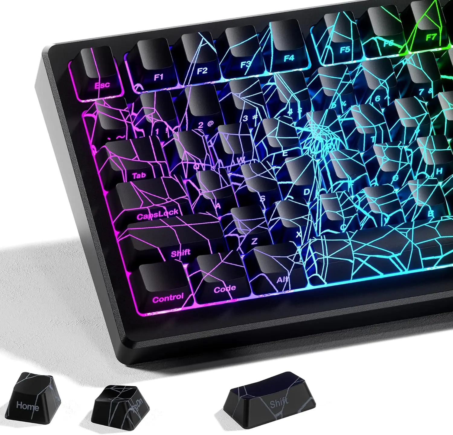 Keycaps 60 75 100 Percent - Shine Through Keycaps w/IMD Tech, for Mechanical Keyboards, Full 118 Key Set