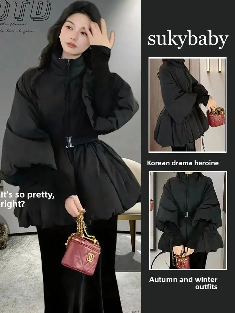 

Bla Lantern Sve Thiened Cotton Jaet Женское зимнее пальто Faion Ele Bread Верхняя одежда с застежкой на талии