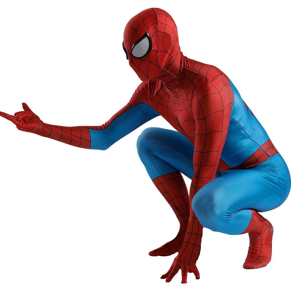 1994 klassisches Spiderman Kostüm Cosplay Spandex Spidey Boy Kostüm Superheld Zentai passt Halloween Kostüm für erwachsene Kinder