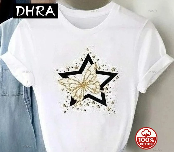 

Women's Graphic Print T-Shirt Short Sleeve Tee with Letter Design Fashion Casual Top with Trendy Print Unisex Streetwear Tee for