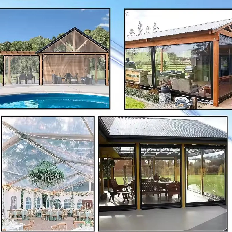 Lona Transparente Impermeável 2x4m/2m Anti-Rasgo com Ilhoses Antiferrugem para Pátio, Jardim e Galinheiro