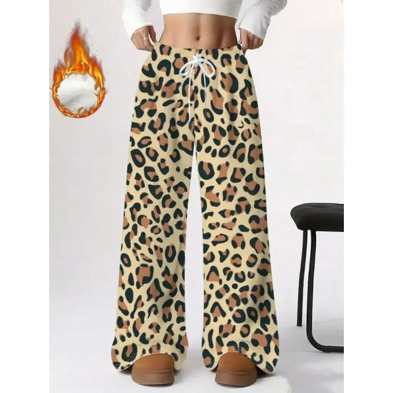 

2025 Women's Wide Leg Pants Leopard Print Pajamas Pants Loose Color Blocked Pajamas Pants Women's Clothing