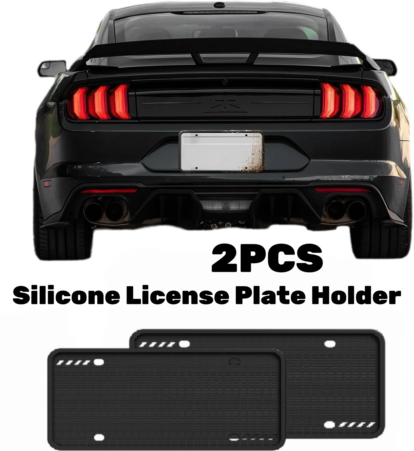 2PCS Silicone License Plate Frame License Plate Mounting Pad Front Back License Plate Bracket Holder Car Exterior Accessories