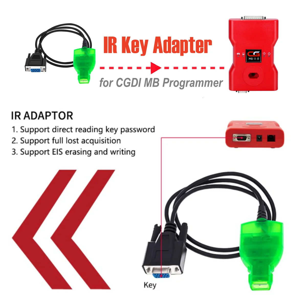 

CGDI IR Key Adapter Simulator Work for CGDI MB Programmer Support Read Key Password and EIS Erasing and Writing