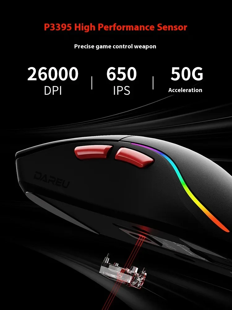 Dareu A950 Air Gamer Wireless Mouse 2 Mode 30000dpi Aim-750u 8k Bluetooth Mouse Lightweight Gaming Mice  Custom Pc Office Gifts