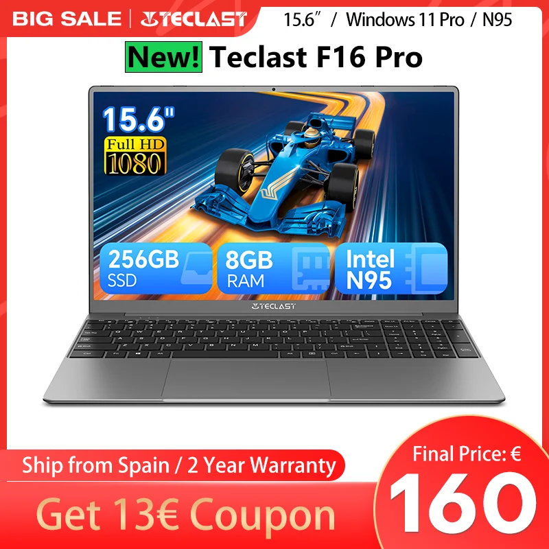 【Novo】Teclast F16Pro Laptop 15.6" 1920X1080, 12 Gb / 16 Gb de Ram, 256 Gb / 512 Gb Rom, Teclado retroiluminado, para Intel N95, Mini-Hdmi