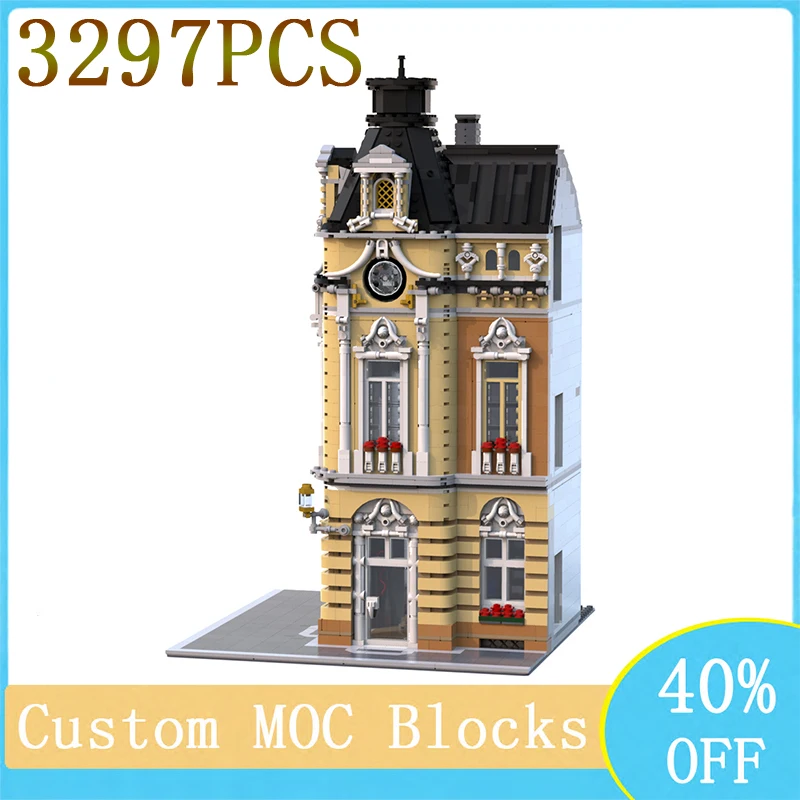 Hot Custom Streetscape Building Block Model MOC Modular Building Large City Hall DIY Creative Children\'s Toys Christmas Gifts