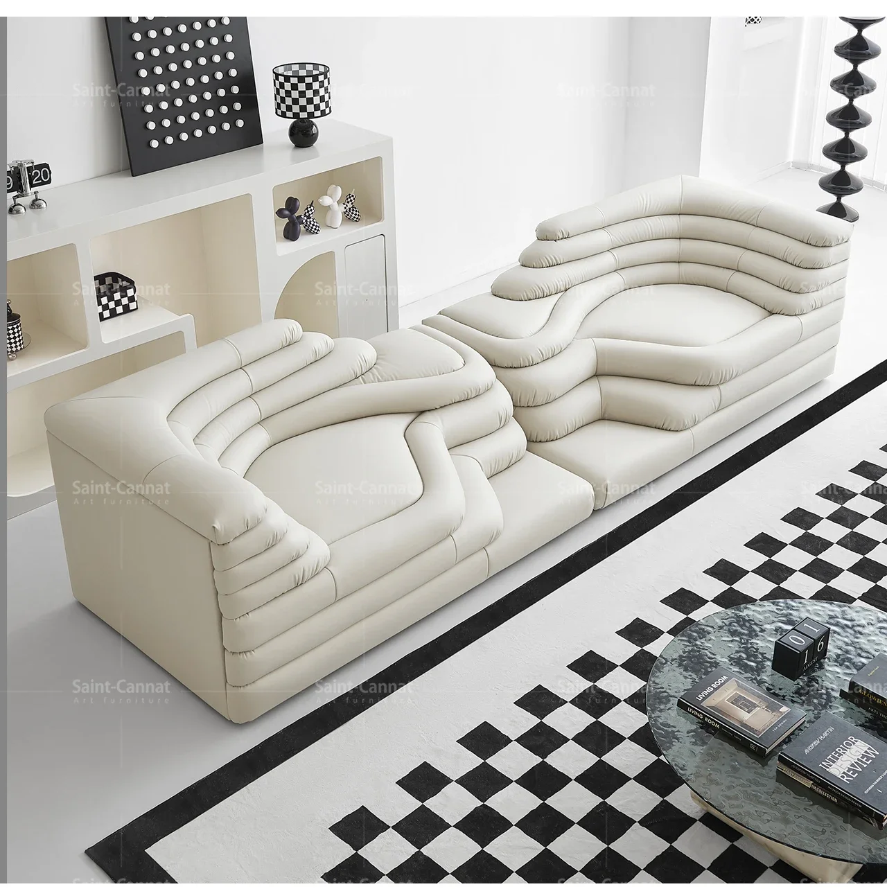 

ZF Leather Sofa Personalized Creative Villa Straight Row Terrace Sofa