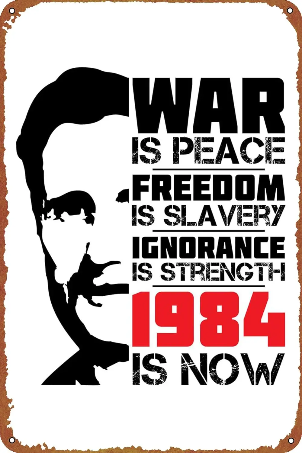 1984 is Now George Orwell Posters Tin Signs Retro Metal Movie Tins for Bar Pub Home Cafes Wall Decor, 8X12 Inch (20X30 CM)