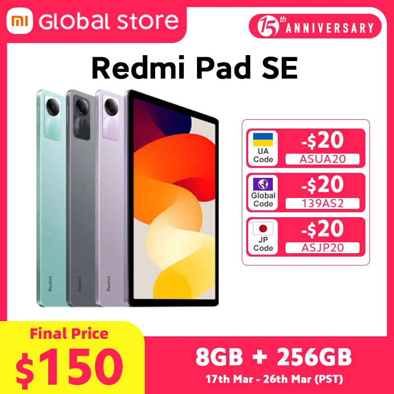 Global Version Xiaomi Redmi Pad SE Snapdragon 680 8GB RAM 256GB ROM Mi Tablet Quad speakers Dolby Atmos 90Hz 11