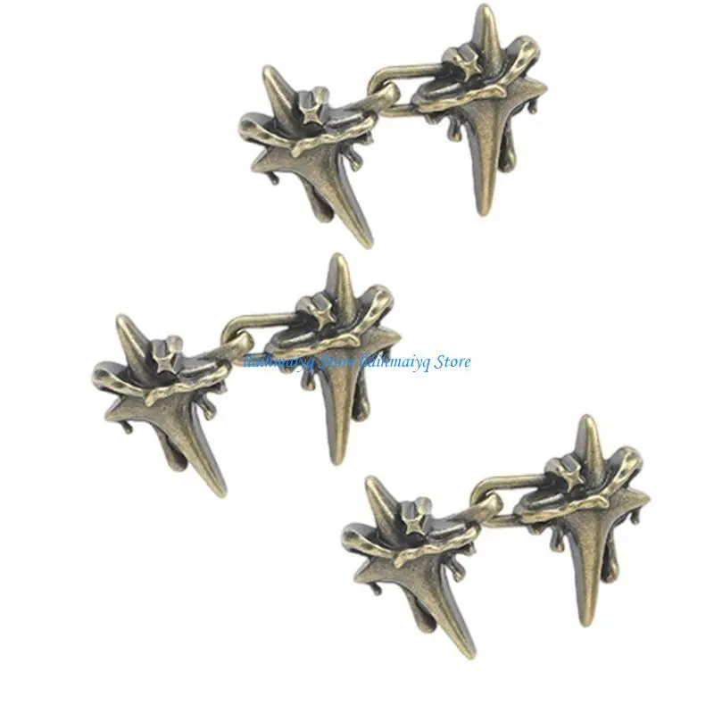 

573B Metal Crossed Star Waist Tighten Pin Nonrust Plating Easy To Install Adjustable Clasp For Loose Pants Waist Adjusters
