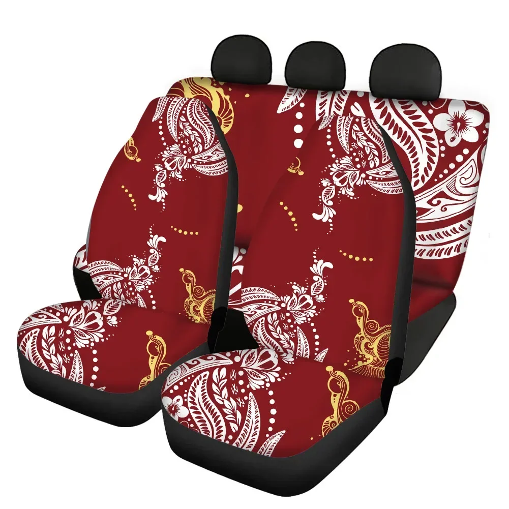 Luxury Brand Polynesian Plumeria Print Front and Back Car Seat Covers for Women Men Auto Washable Car Seat Protector