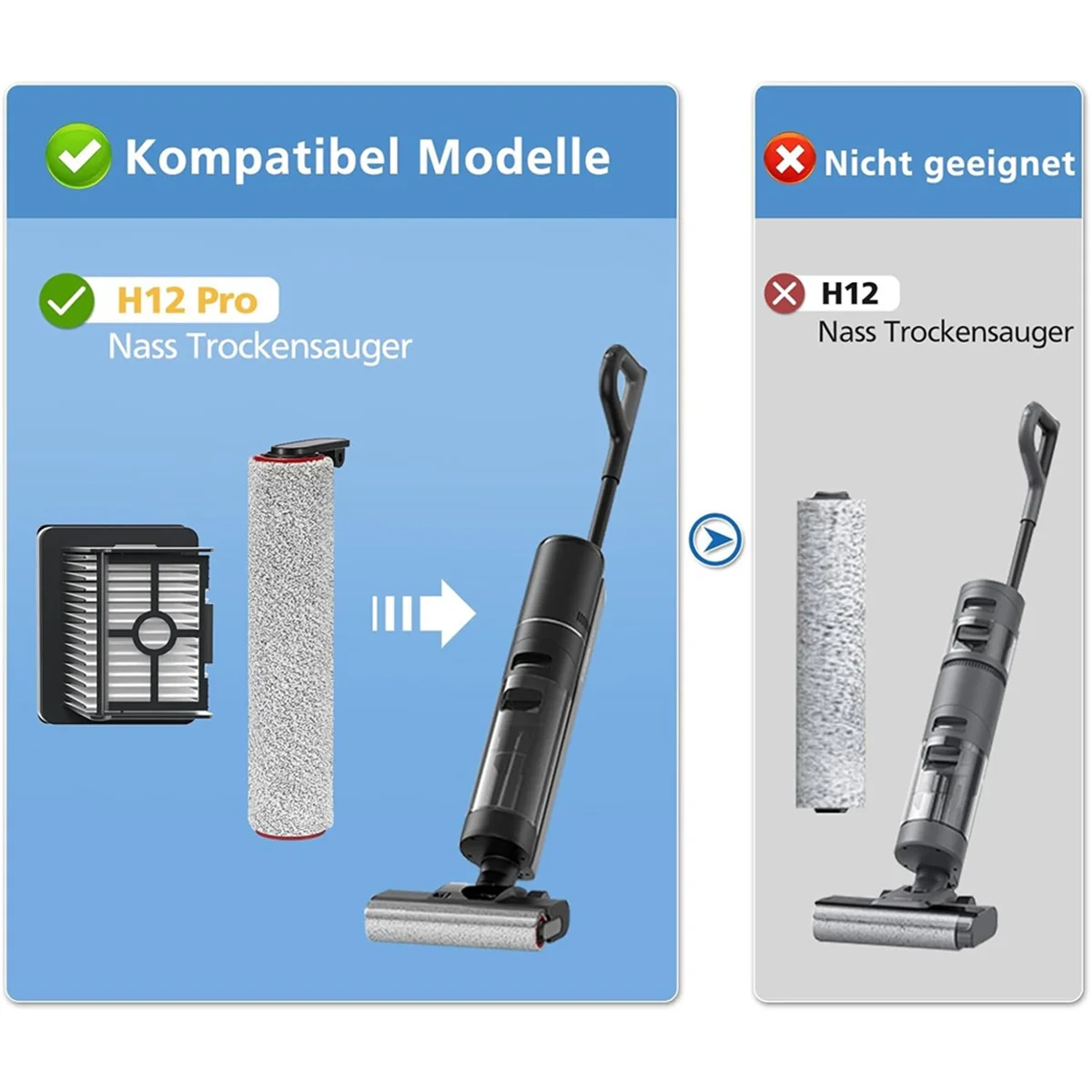 Рулон щетки A62X и фильтр Hepa для запасных частей для пылесоса Dreame H12 Pro для влажной и сухой уборки
