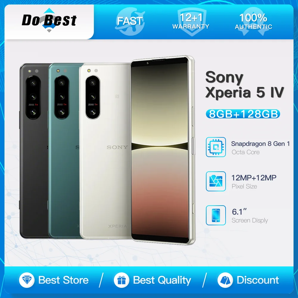 Разблокированный мобильный телефон Sony Xperia 5 IV 5G, 6,1 дюйма, 120 Гц, OLED, 8 ГБ ОЗУ, 128/256 ГБ ПЗУ, восьмиядерный сотовый телефон Snapdragon 8 Gen 1 Разблокированный мобильный телефон Sony Xperia 5 IV 5G, 6,1 дюйма, 120 Гц, OLED, 8 ГБ ОЗУ, 128/256 ГБ ПЗУ, восьмиядерный сотовый телефон Snapdragon 8 Gen 1
