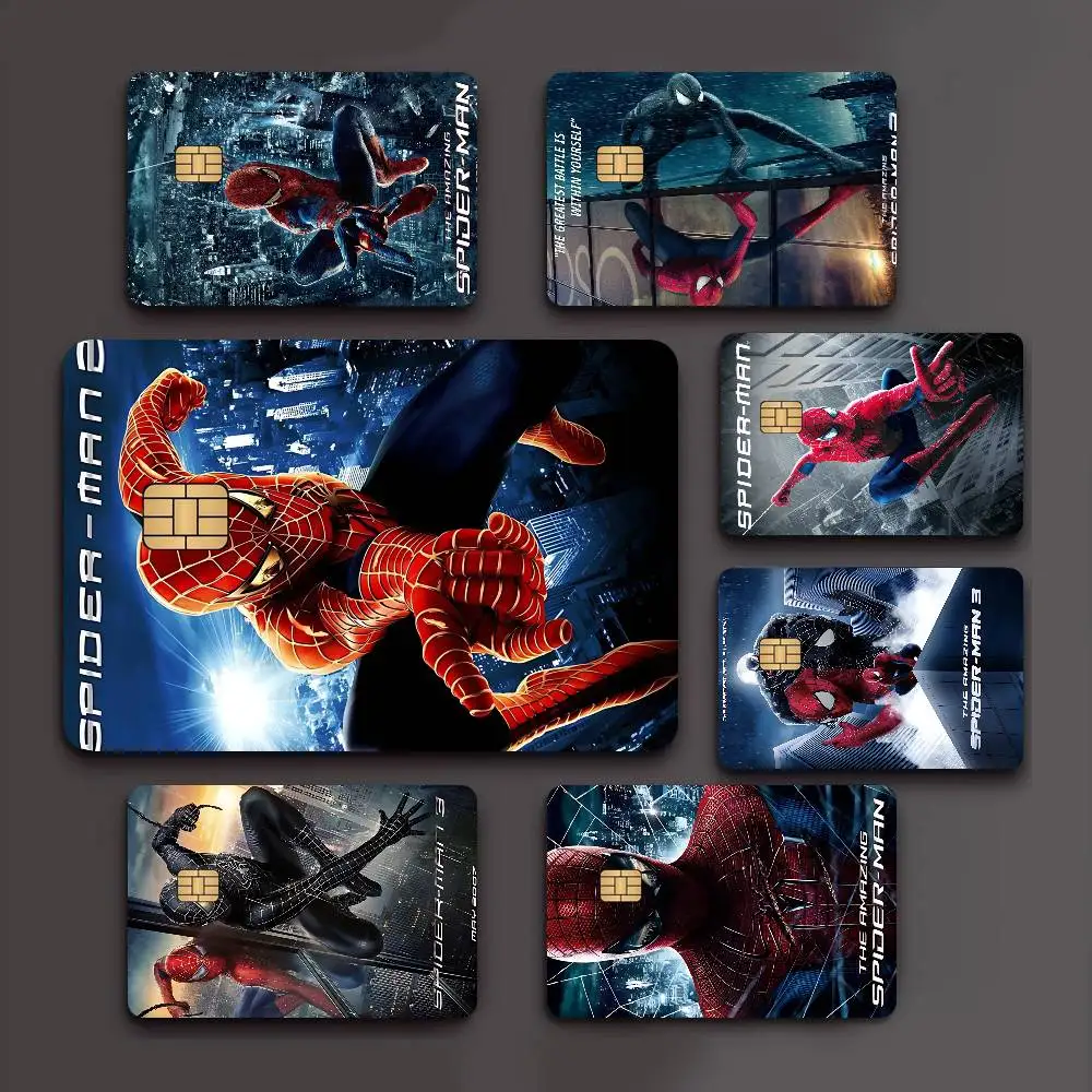 S-Spider Cartoon Man Game Film Cover Sticker Case For Small Chip Credit Debit Card Front Side
