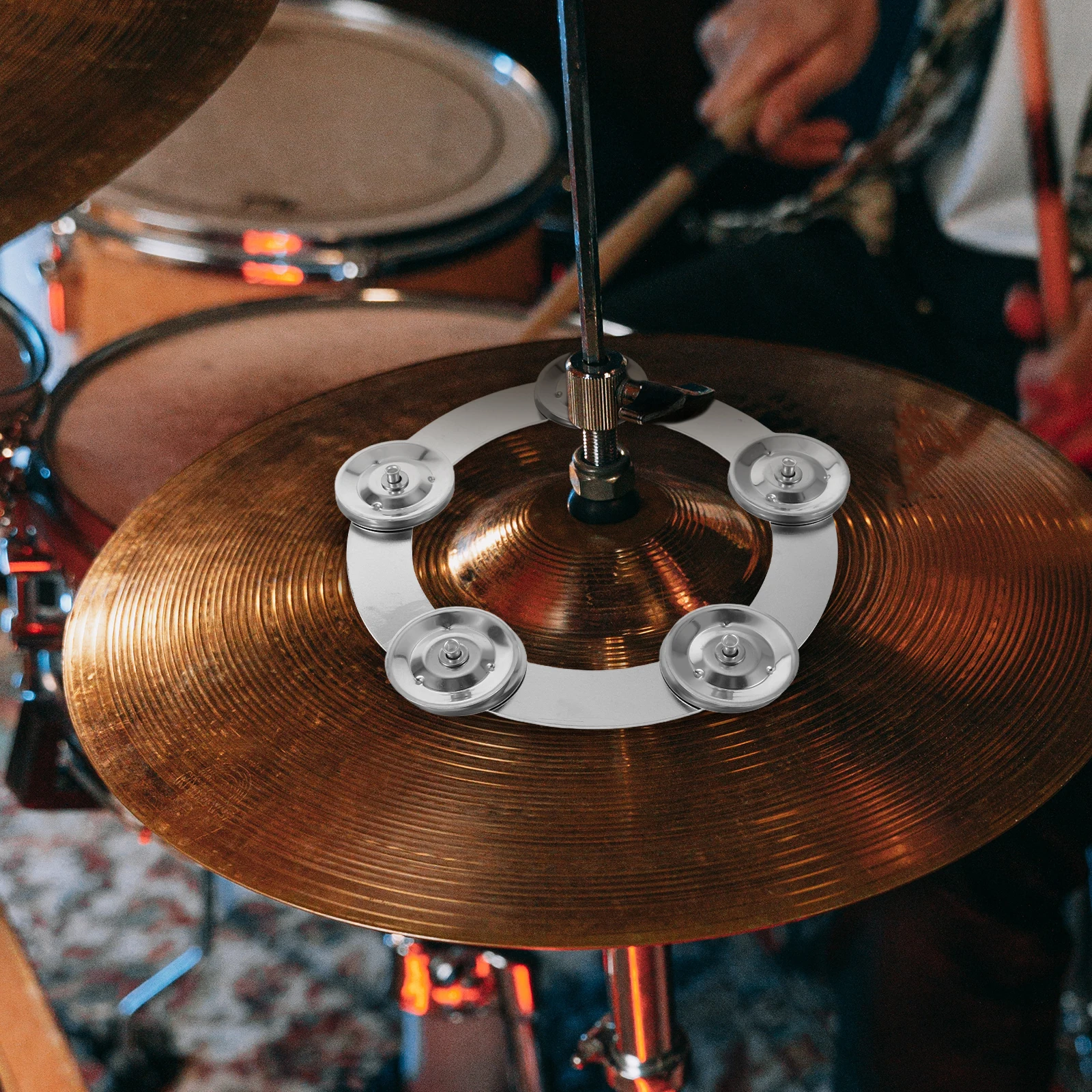 

Drum Cymbal Cymbals Hi Hat Tambourine Part Kit Bell Supply for Drums Silver Hardware