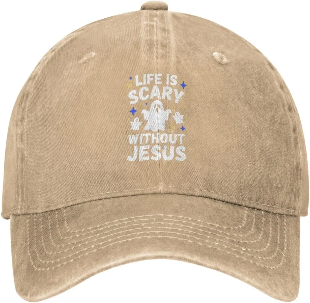 Life-Is-Scary-Without-Jesus-Ghost-Baseball-Cap-Washed-Cotton-Adjustable-Dad-Hat-Casual-Sun-Protection