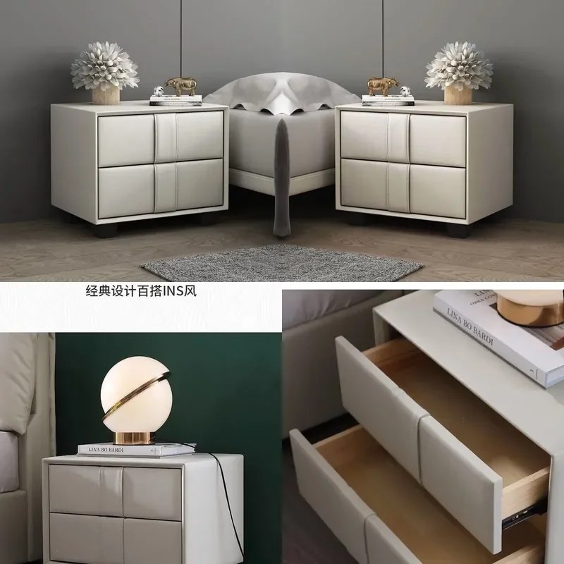 Modern Upholstered Nightstand Small Luxury Bedside Table No Assembly Required Soft Pack Bedroom Furniture Home Decor