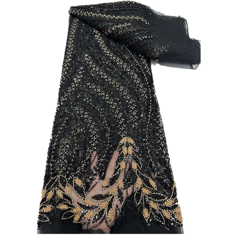 

Высококачественная модная французская сетчатая ткань с вышивкой пайетками, африканское кружево, роскошные нигерийские бусины, тюлевая кружевная ткань для свадебных платьев и вечеринок