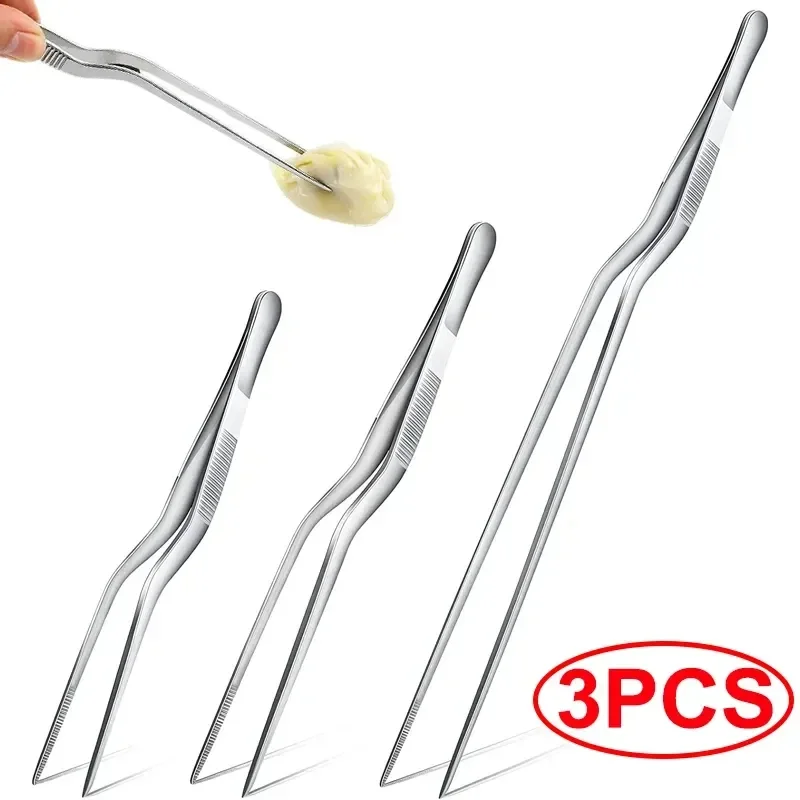 

3/1Pcs Kitchen Tweezer Utensil BBQ Tweezer Food Clip Kitchen Chief Tong Stainless Steel Portable for Picnic Barbecue Cooking