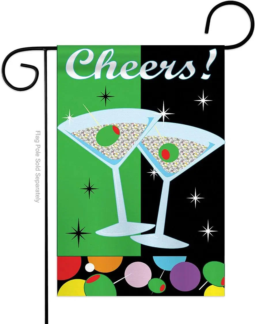 Two Group G165052-P2 Cheers Happy Hour & Drinks Beverages Decorative Vertical, Garden Flag 13x 18.5, Multi-Color