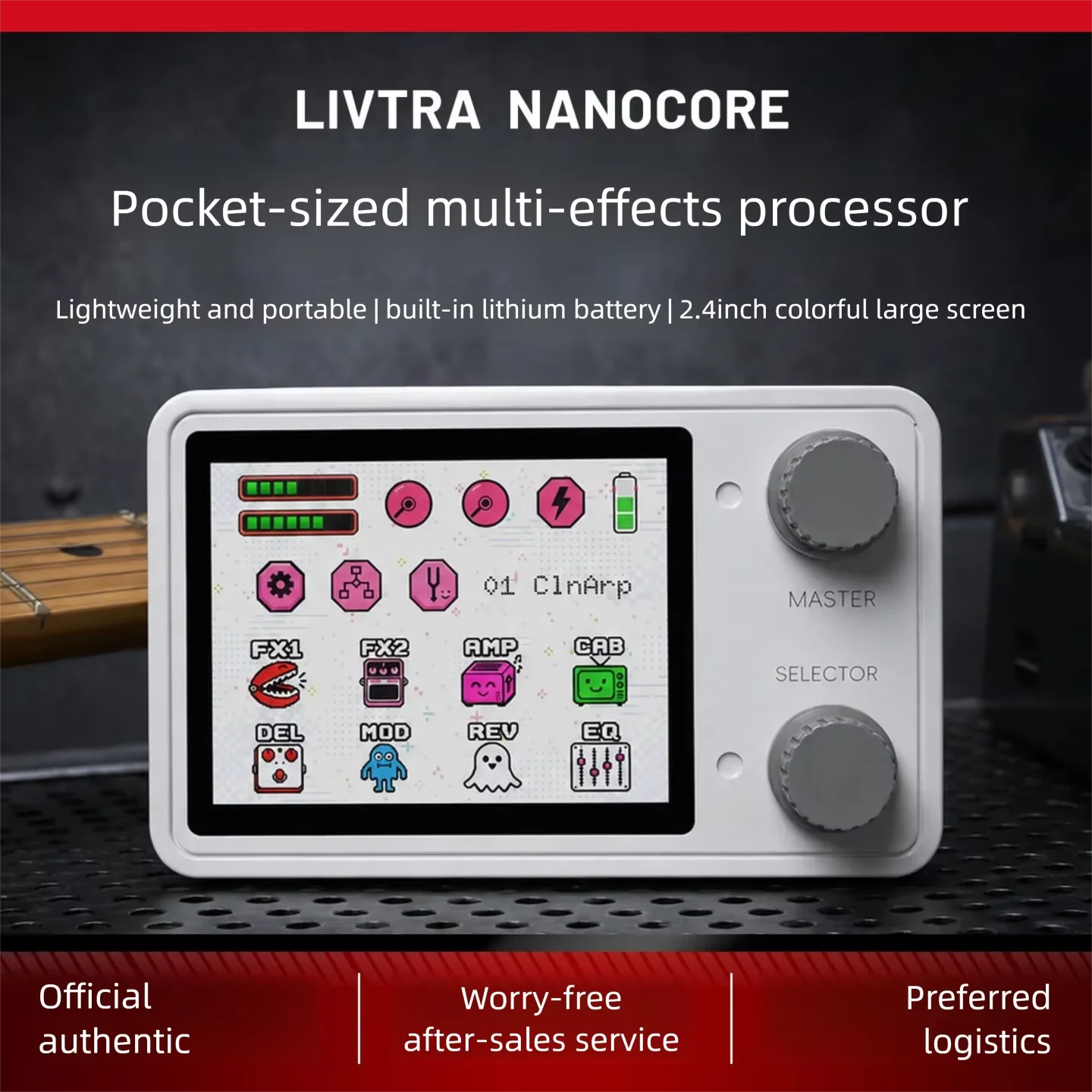 LIVTRA NANOCORE Mini Multi-Function Guitar Pedal – 126g, 10H Playtime, 2.4