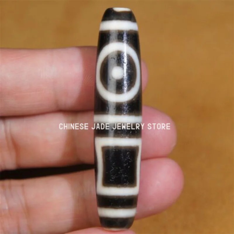 

Ancient Tibetan DZI Beads Old Agate Heaven＆Earth Totem Amulet Pendant GZI 58mm