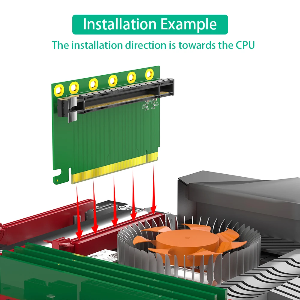 PCI-e 16X 3.0 90 Degree Reverse Male to Female Riser Card For 2U Server