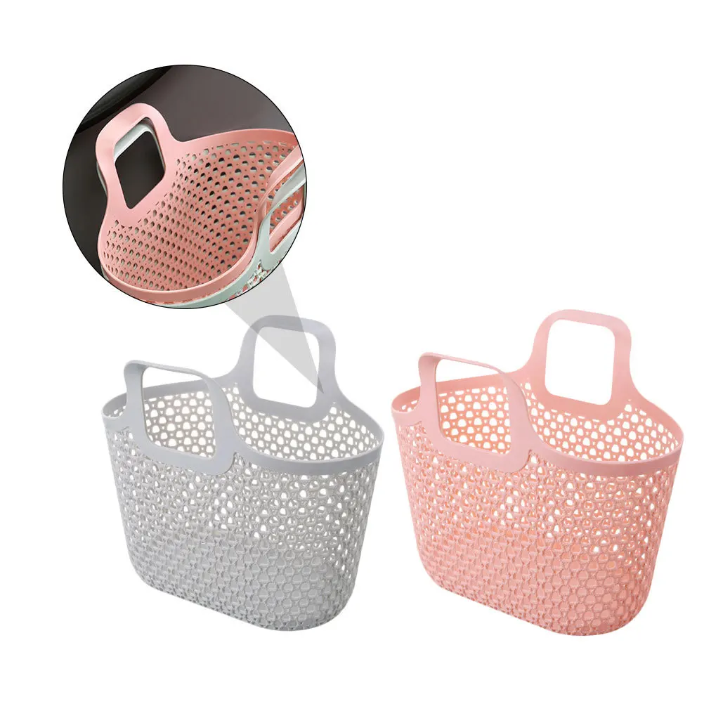 

2Pcs Hollow Bathroom Basket Handheld Storage Container Household Organizer Portable Shower Toiletries Storage Tool