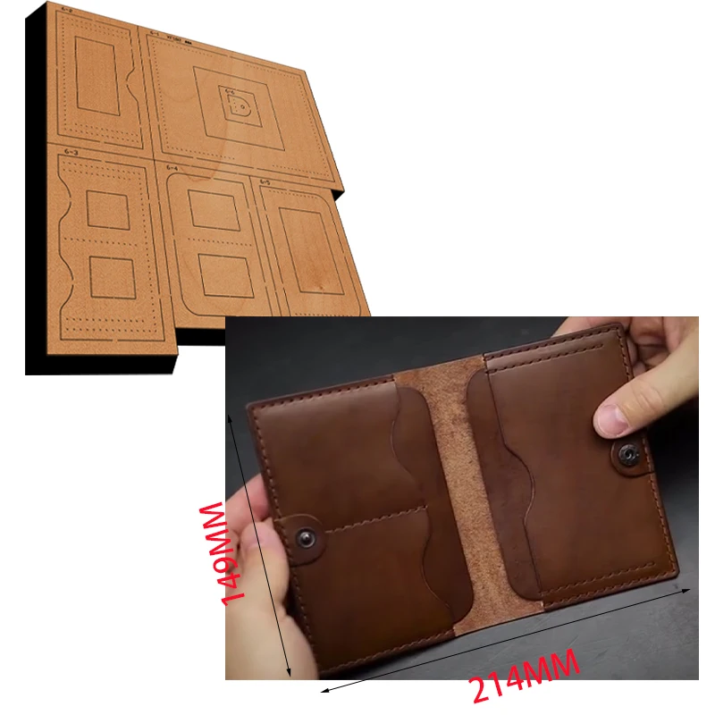 XF182 Leather Wooden Cutting Mold For Passport Bag Card Wallet, Manual Hand Cutter DIY Leather Craft Tool