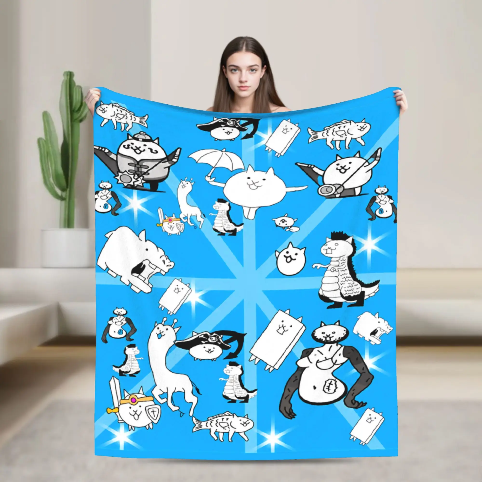 The B-Battle C-Cats Games Blanket Flannel Spring Autumn  Multi-function Lightweight Thin Throw Blankets for Bed Rug Piece