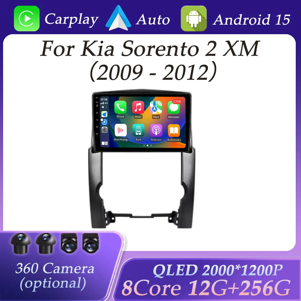 Wireless Carplay for Kia Sorento 2 XM 2009 - 2012 Car Radio Video Audio Multimedia Player GPS Navigation DSP Stereo Bluetooth