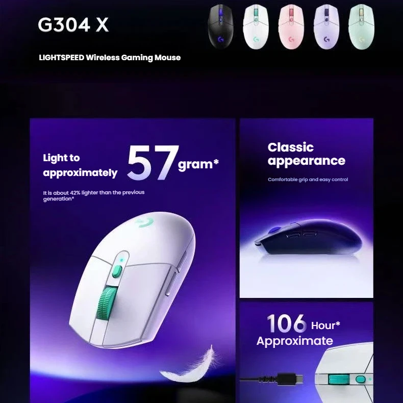 Logitech G304X Wireless Gaming Mouse 57g Lightweight Dual Mode, 6 Programmable Buttons  Long Battery Life for FPS Valorant LOL