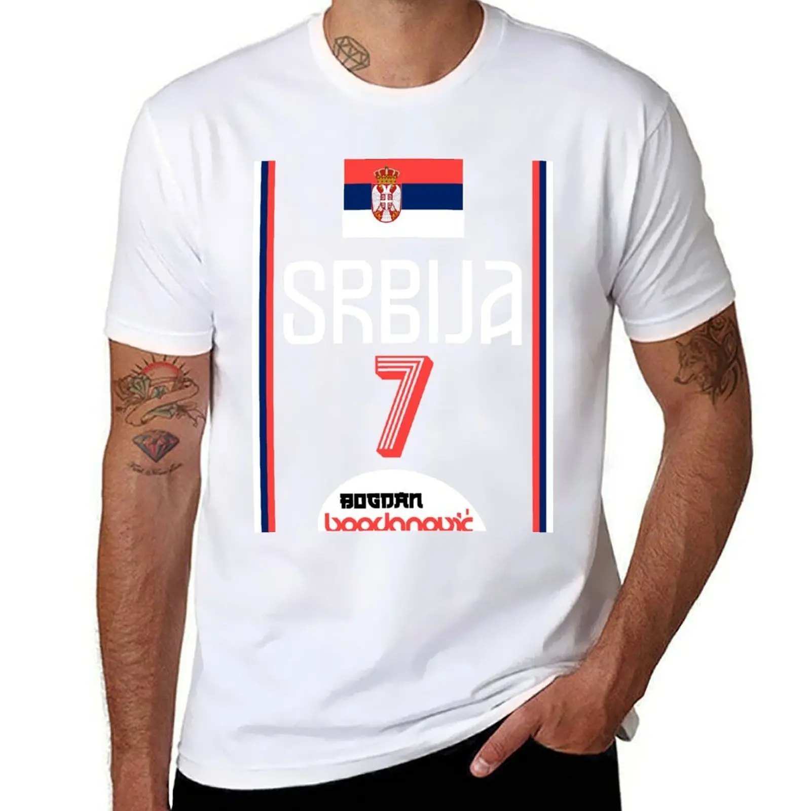 

Bogdan Bogdanovic Retro Serbia Euro Basketball Fan Art T-Shirt t shirts for man cotton soft cotton t shirts man 100% T-Shirt