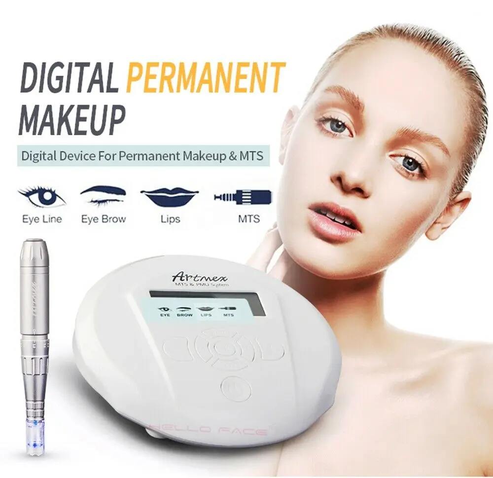 

Permanent Makeup Eyebrow Tattoo Machine With Digital Control Panel Micropigmentation Device Lip Pen Artmex V6 With 5 Needles GF