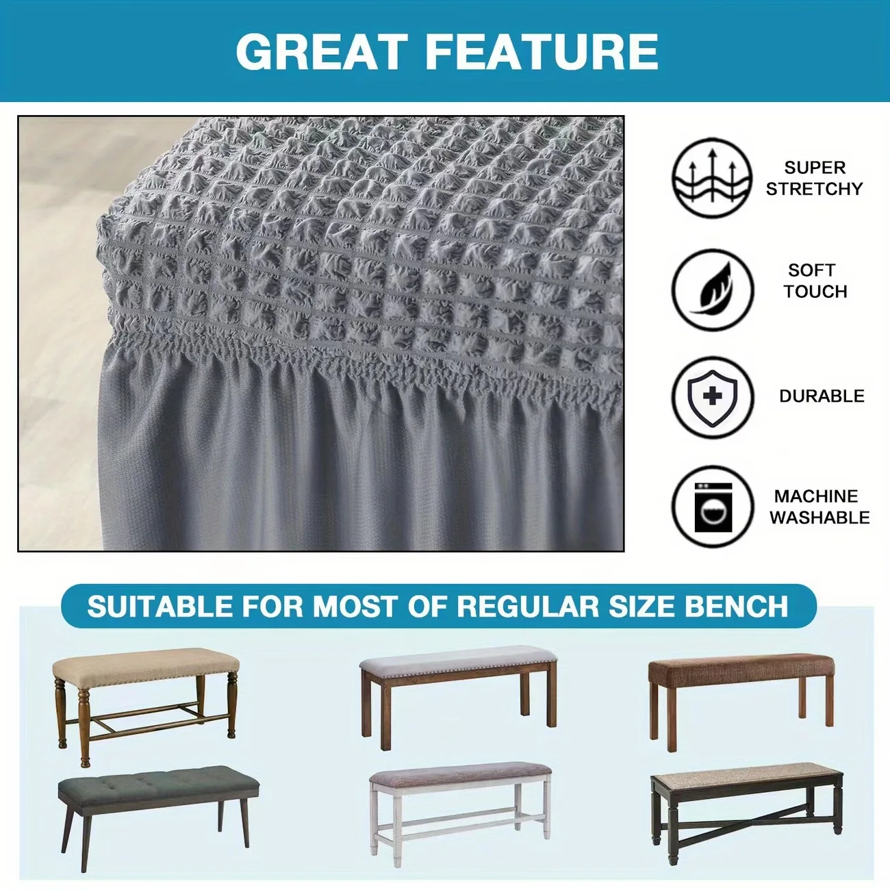 Customized Elastic Dustproof Covers for Benches, Shoe Stands, Long Couch Benches, and Footrest Tail End Stool Covers