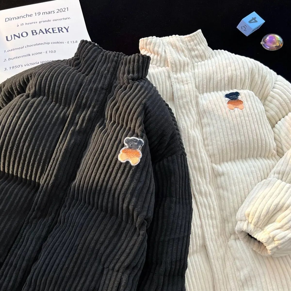 

Хлопковая куртка Thiened для мужчин и женщин с вельветовым воротником-стойкой и вышивкой, зимнее дизайнерское пальто большого размера, молодежный тренд