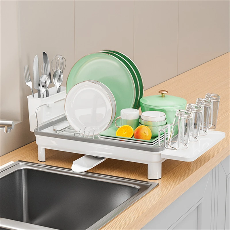 Rotatable Sink Dishes Dish Storage Rack Kitchen Storage Rack Hanging Cup Holder Dry Breathable Drain Storage Box White Black