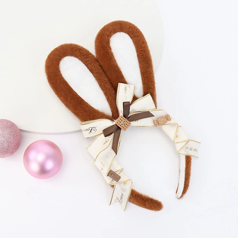 عصابة رأس على شكل آذان أرنب الهالوين - إكسسوارات أزياء لطيفة قابلة للتعديل من القطيفة للحفلات التنكرية والحفلات وعيد الفصح والمناسبات الاحتفالية