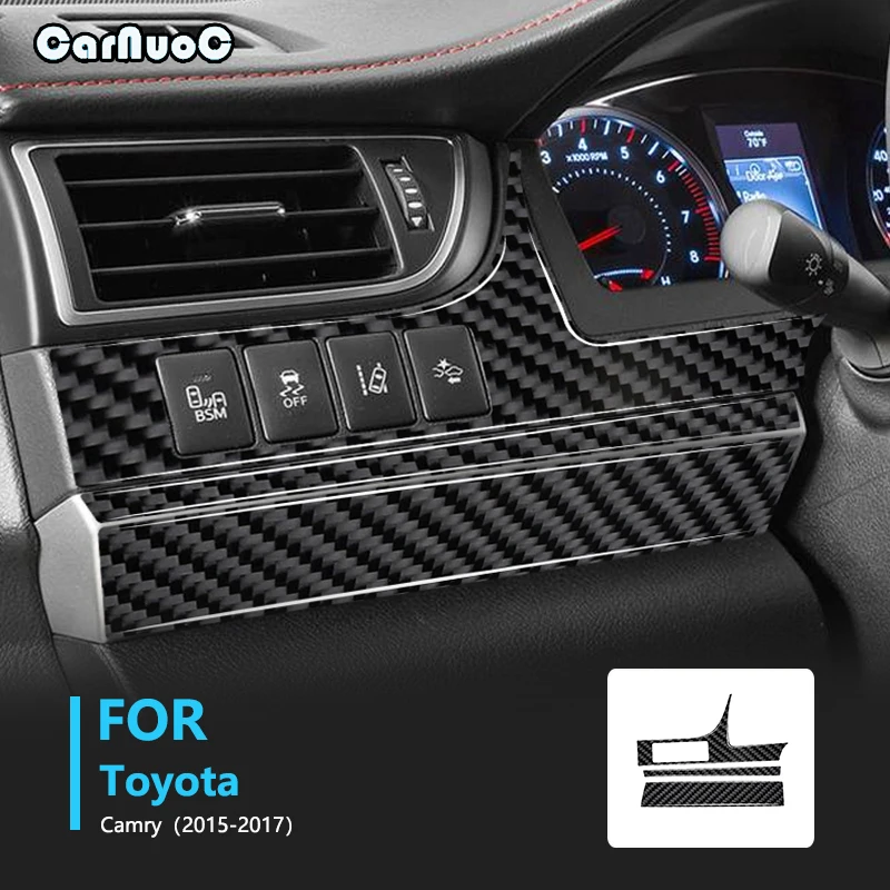 

For Toyota Camry 2015 2016 2017 Speedometer Left 3 Pieces Carbon Fiber Interior Stickers Car Interior Accessories