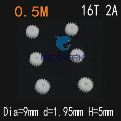 200pcs 0.5 modulus 16T 2A 16 Teeth 16-2A DIY toy gear, Plastic Spindle Gear,Motor gear Toy model parts fit to 2mm optical axis